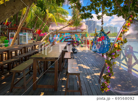 海南島のトロピカルな海辺の散歩道 69568092