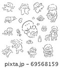 赤ちゃんの成長　線画イラストセット 69568159
