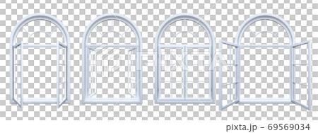 3D collection of arched windows isolated on... - Stock Illustration ...