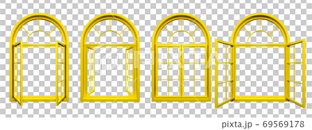 Collection of classic yellow arched windows... - Stock Illustration ...
