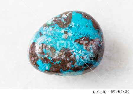 polished Chrysocolla with Cuprite rock on white 69569380