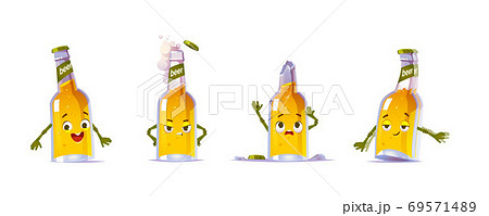 Cute beer bottle character in different poses 69571489