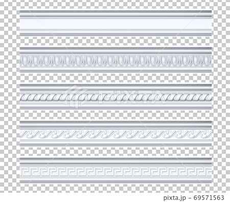 Collection of different classical cornices isolated on white, 3d rendering 69571563