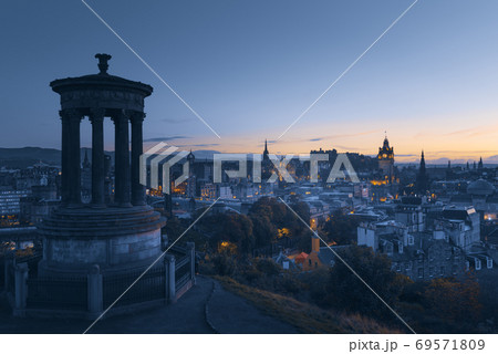 Edinburgh city skyline from Calton Hill., United Kingdom 69571809