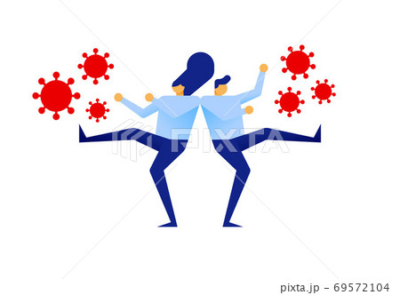 Man woman fighting coronavirus disease together 69572104