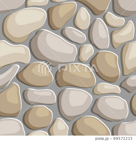 Seamless texture of pebble stone pavement. Repeating pattern of sea smooth rock background 69572215