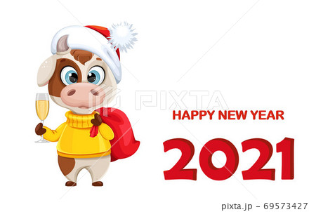 Cute bull cartoon character. Chinese New Year 2021 Cute bull cartoon character. Chinese New Year 2021 69573427