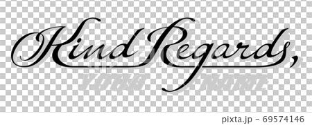 Underscore handwritten text Kind Regards with shadow. Hand drawn calligraphy lettering with copy space 69574146