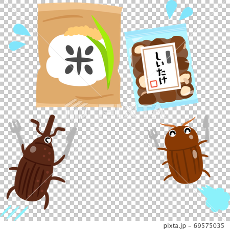米や保存食を食べる害虫のキャラクターのイラスト素材