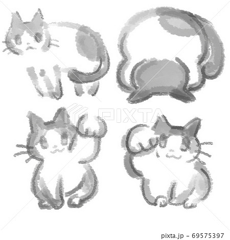 薄墨風のネコイラスト 薄墨風のネコイラスト 69575397