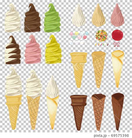 厚塗り風イラストのソフトクリームのイラスト素材