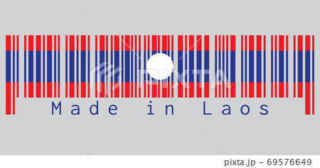 Barcode set the color of Laos flag, blue red and white circle color Barcode set the color of Laos flag, blue red and white circle color 69576649
