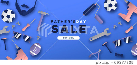 Fathers Day sale template banner dad paper icons 69577209
