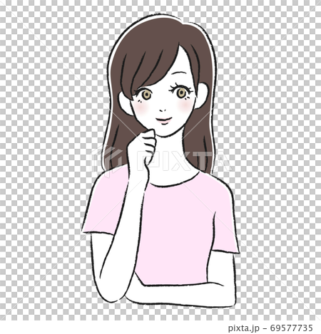Thinking of a smiling woman Thinking of a smiling woman 69577735