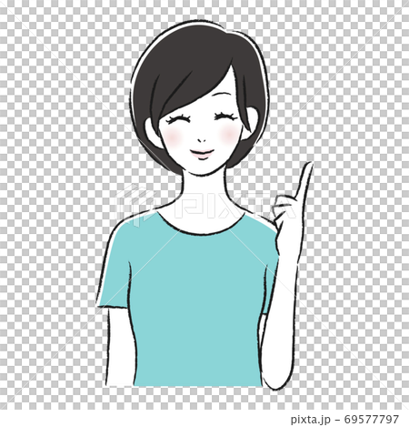 一個微笑的婦女指向 69577797