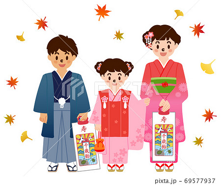 七五三参り　子供たち 69577937