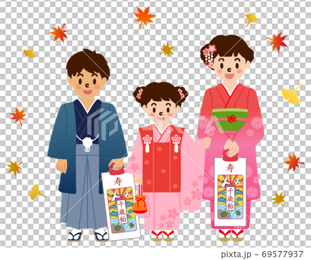 七五三参り　子供たち 69577937