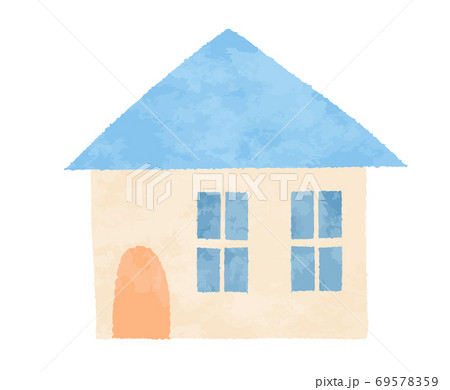 シンプルな青色の家のイラスト素材