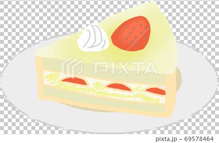 美味しそうな可愛い手書きのイチゴのショートケーキのイラストのイラスト素材