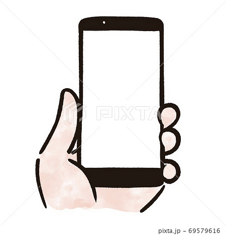 スマホを持つ手のイラスト 黒のイラスト素材