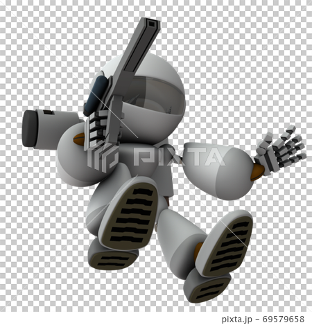 An artificial intelligence robot soldier who plunges and invades. 3D rendering. An artificial intelligence robot soldier who plunges and invades. 3D rendering. 69579658