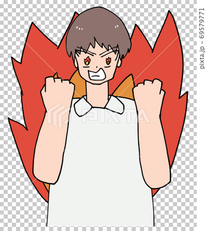 炎とエネルギッシュなガッツポーズの看護師のイラスト素材