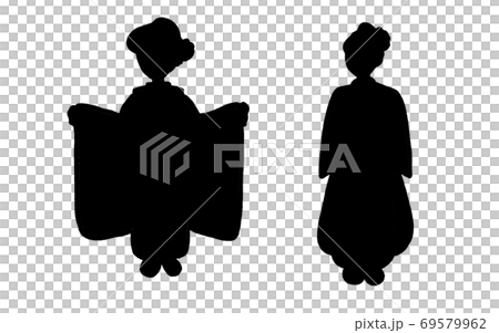 振り袖のシルエット　黒 69579962