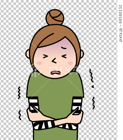 悪寒を感じる若い女性 ママ 悪寒を感じる若い女性 ママ 69580132