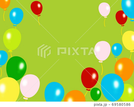 風船の背景素材イラスト 黄緑のイラスト素材
