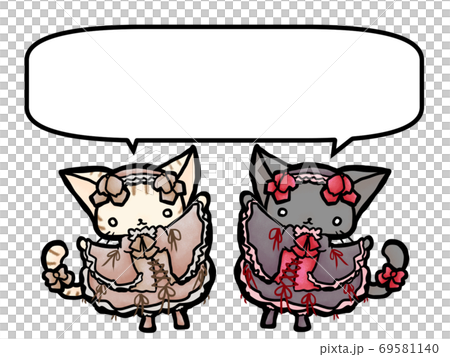 原宿系の可愛いロリータファッション双子コーデのイラスト素材