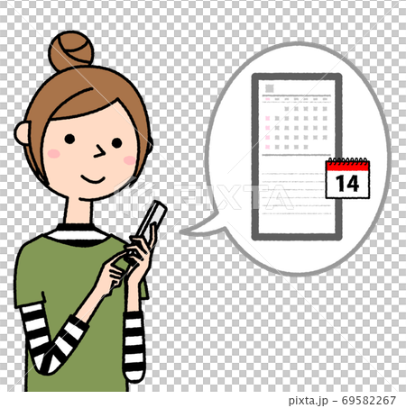 スマホを操作する若い女性　ママ 69582267