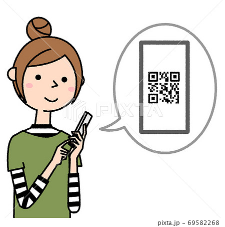 スマホを操作する若い女性　ママ 69582268