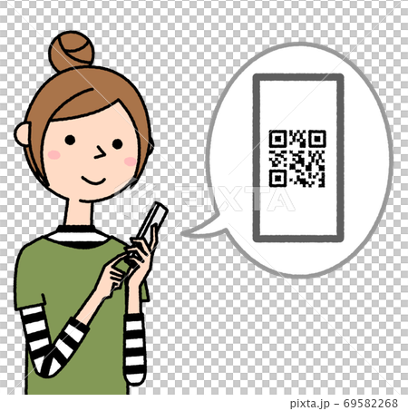 スマホを操作する若い女性　ママ 69582268