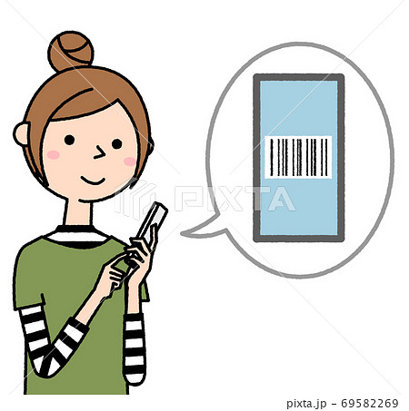 スマホを操作する若い女性　ママ 69582269