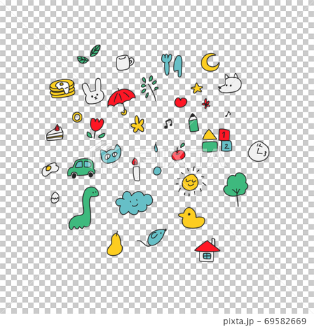 可愛い落書き風イラストのイラスト素材