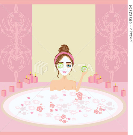 Beautiful young woman enjoying in spa. Beautiful young woman enjoying in spa. 69582854
