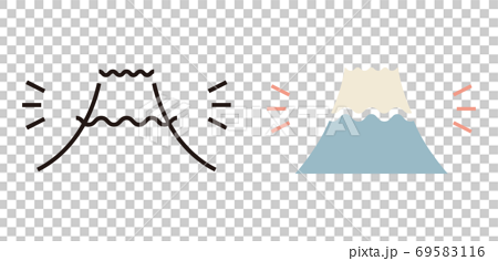 富士山のアイコンのセット イラスト 日本 年賀状 背景 シンプル 正月 新年のイラスト素材
