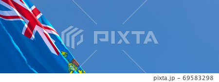 3D rendering of the national flag of Pitcairn islands waving in the wind 69583298