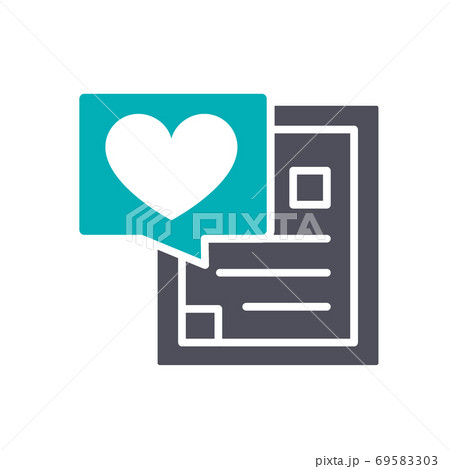 Document with heart colored icon. Donation form, chat bubble, charity, feedback symbol 69583303