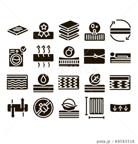 Mattress Orthopedic Glyph Set Vector Mattress Orthopedic Glyph Set Vector 69583516