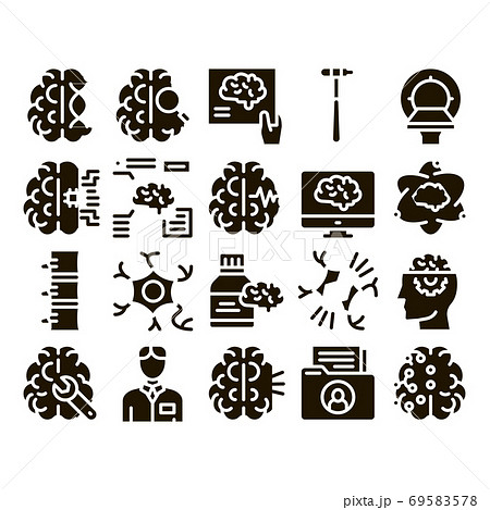 Neurology Medicine Glyph Set Vector 69583578