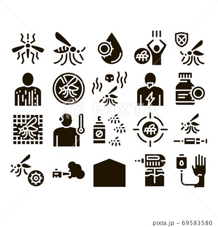 Malaria Illness Dengue Glyph Set Vector Malaria Illness Dengue Glyph Set Vector 69583580