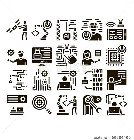 Robotics Master Glyph Set Vector Robotics Master Glyph Set Vector 69584409