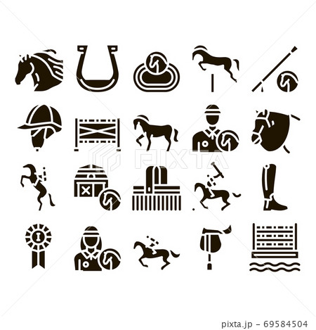 Equestrian Animal Glyph Set Vector Equestrian Animal Glyph Set Vector 69584504