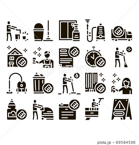 Cleaning Service Tool Glyph Set Vector 69584506