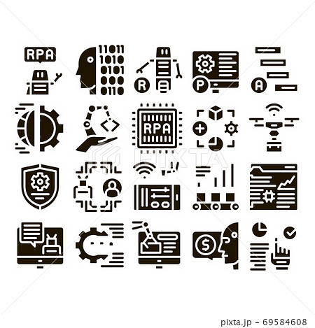 Rpa Robotic Process Automation Icons Set Vectorのイラスト素材