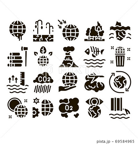 Climate Change Ecology Glyph Set Vector Climate Change Ecology Glyph Set Vector 69584965
