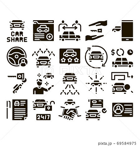 Car Sharing Business Glyph Set Vector Car Sharing Business Glyph Set Vector 69584975