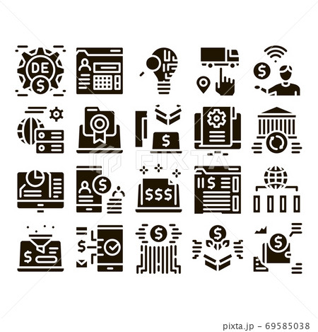 Digital Economy And E-business Icons Set Vector 69585038