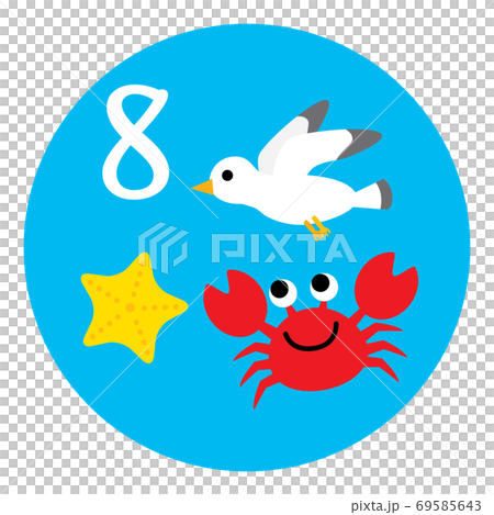 日曆季節圖圖標8月 日曆季節圖圖標8月 69585643